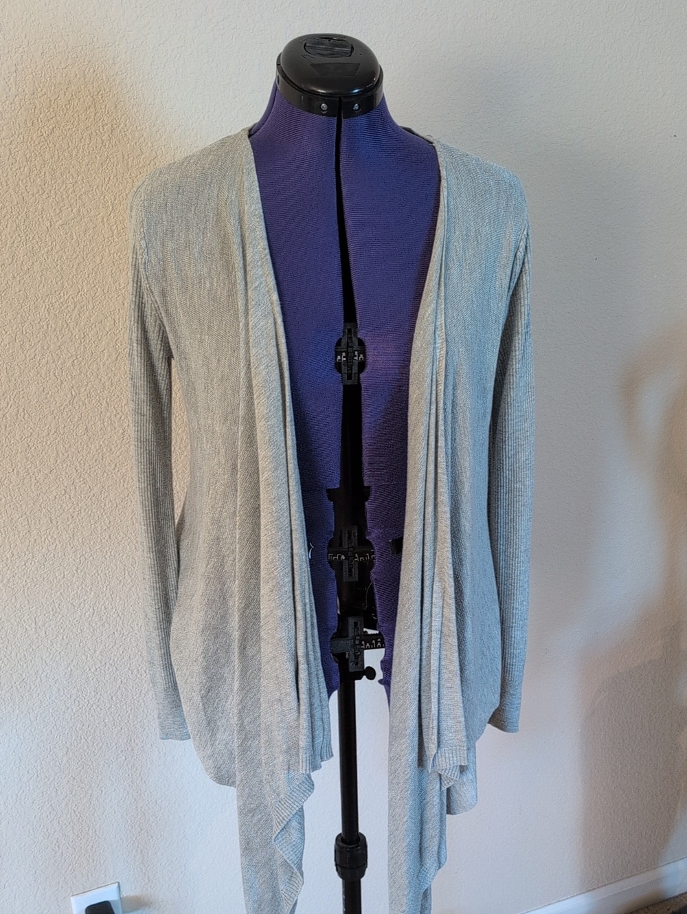 Merona Light Gray Open-Front Draped Cardigan